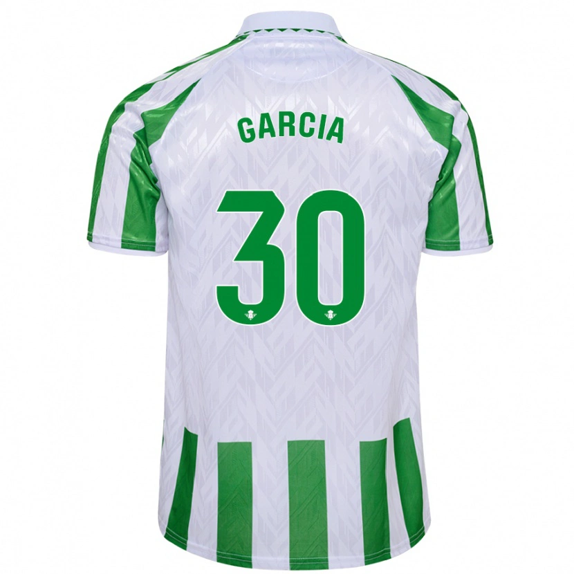 Danxen Bambino Maglia Germán García #30 Verde Bianco A Righe Kit Gara Home 2024/25 Maglietta