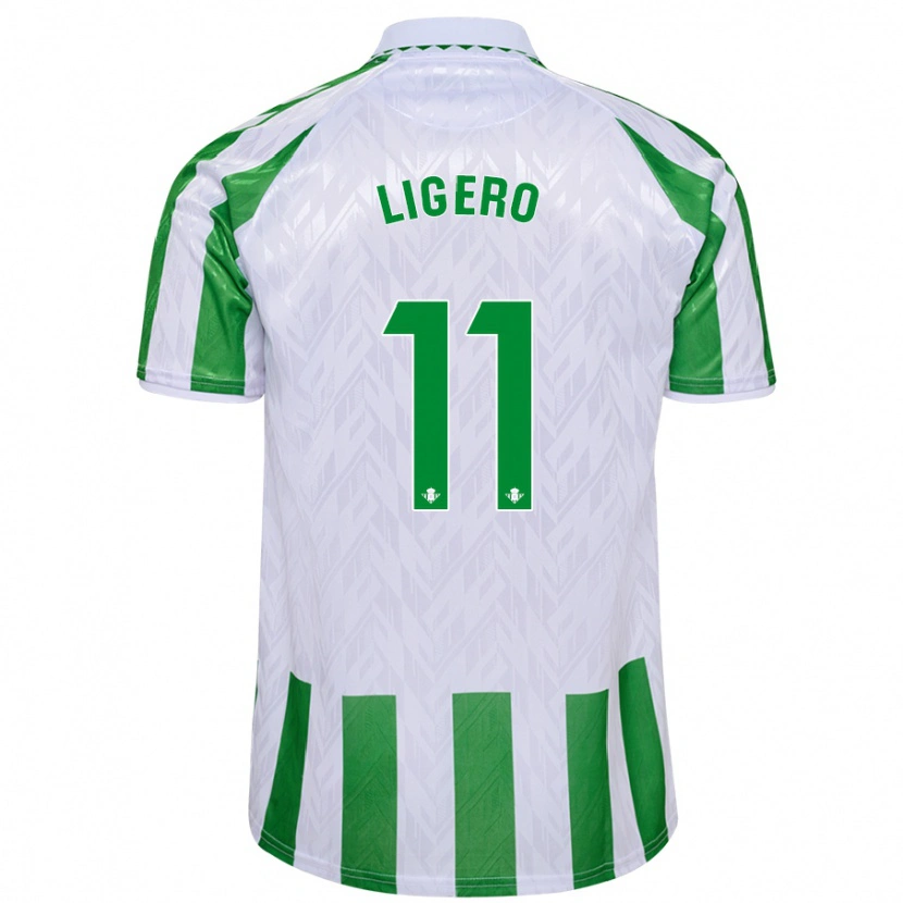Danxen Bambino Maglia Nuria Ligero #11 Verde Bianco A Righe Kit Gara Home 2024/25 Maglietta