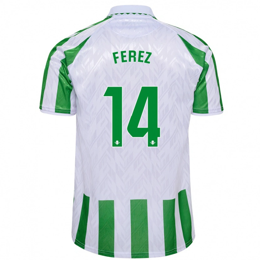 Danxen Bambino Maglia Carolina Férez #14 Verde Bianco A Righe Kit Gara Home 2024/25 Maglietta