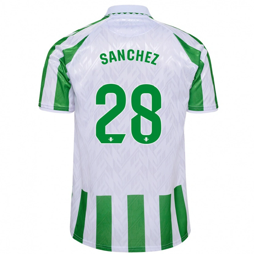 Danxen Bambino Maglia Marina Sánchez #28 Verde Bianco A Righe Kit Gara Home 2024/25 Maglietta