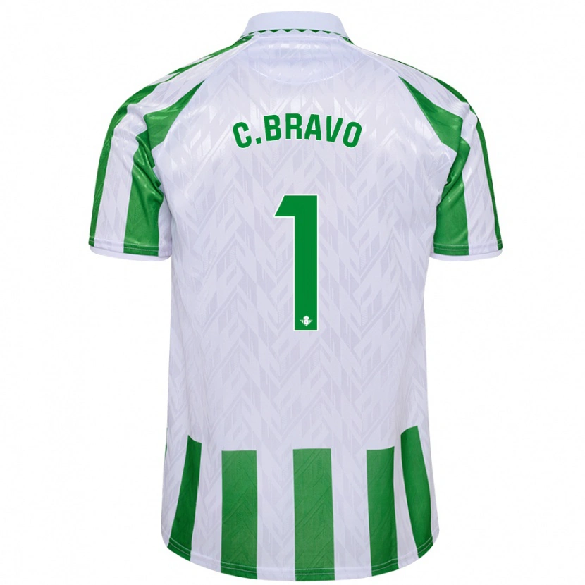 Danxen Bambino Maglia Claudio Bravo #1 Verde Bianco A Righe Kit Gara Home 2024/25 Maglietta