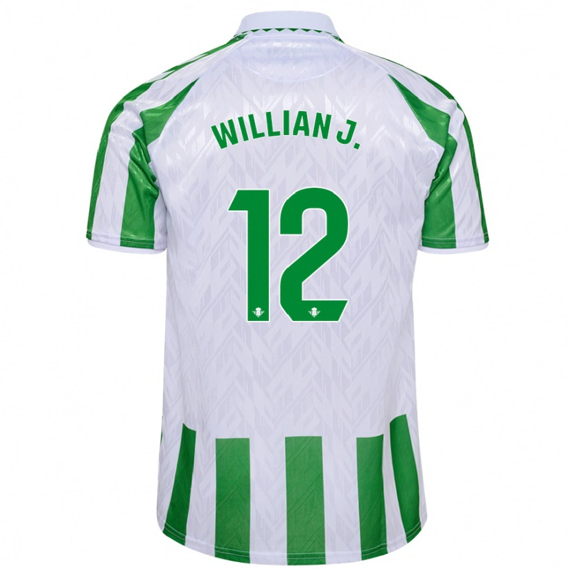 Danxen Bambino Maglia Willian José #12 Verde Bianco A Righe Kit Gara Home 2024/25 Maglietta