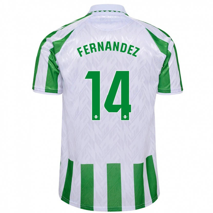 Danxen Bambino Maglia Quique Fernández #14 Verde Bianco A Righe Kit Gara Home 2024/25 Maglietta