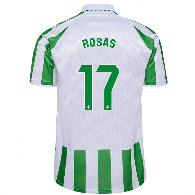Danxen Bambino Maglia Berto Rosas #17 Verde Bianco A Righe Kit Gara Home 2024/25 Maglietta