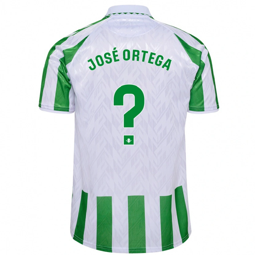 Danxen Bambino Maglia José Ortega #0 Verde Bianco A Righe Kit Gara Home 2024/25 Maglietta