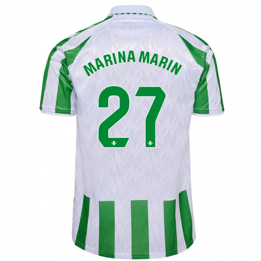 Danxen Bambino Maglia Marina Marín #27 Verde Bianco A Righe Kit Gara Home 2024/25 Maglietta