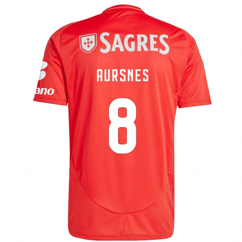Danxen Bambino Maglia Fredrik Aursnes #8 Rosso Bianco Kit Gara Home 2024/25 Maglietta