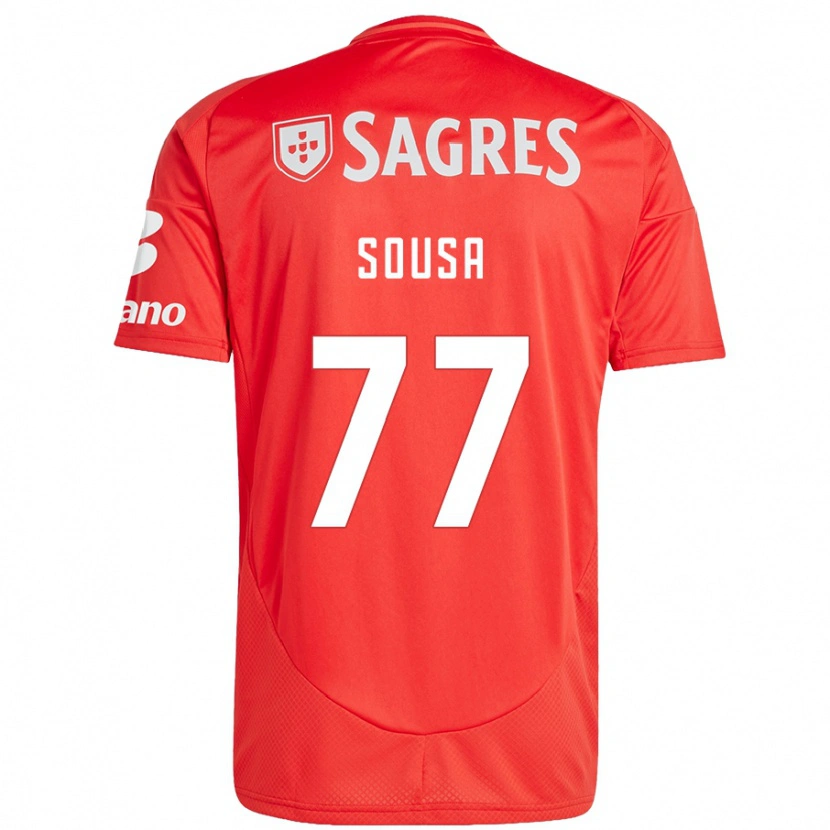 Danxen Bambino Maglia Gerson Sousa #77 Rosso Bianco Kit Gara Home 2024/25 Maglietta