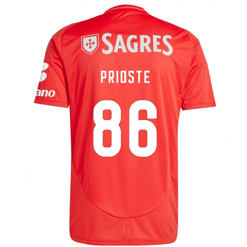 Danxen Bambino Maglia Diogo Prioste #86 Rosso Bianco Kit Gara Home 2024/25 Maglietta