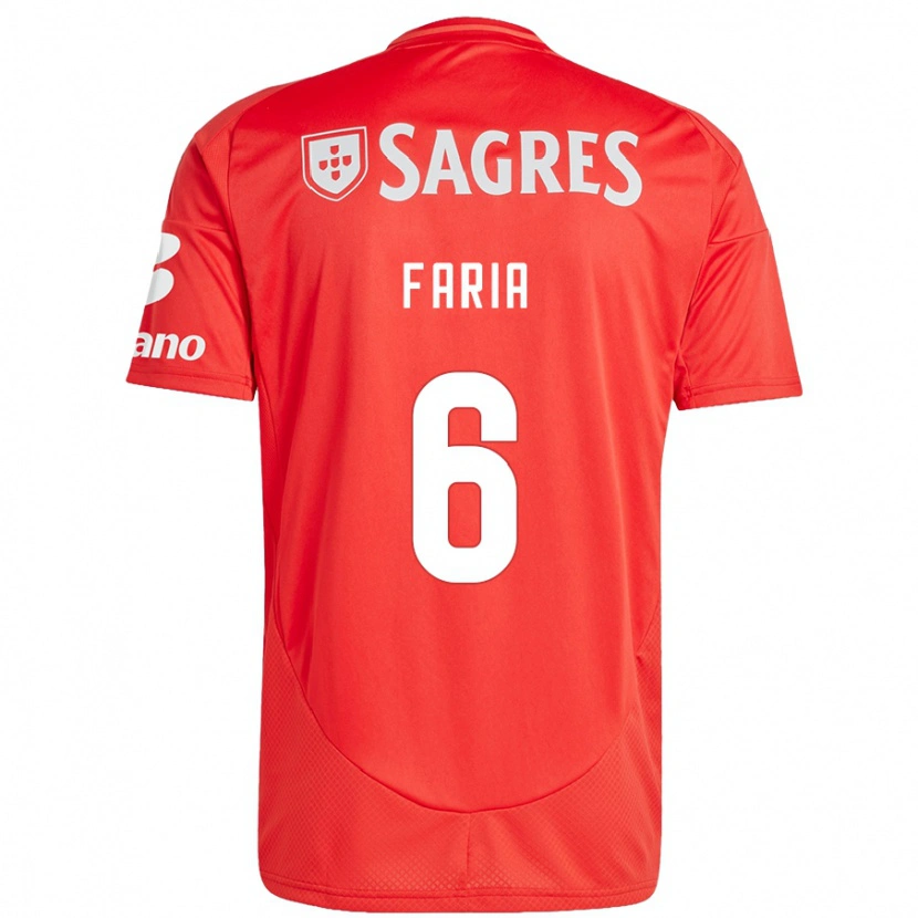 Danxen Bambino Maglia Andreia Faria #6 Rosso Bianco Kit Gara Home 2024/25 Maglietta
