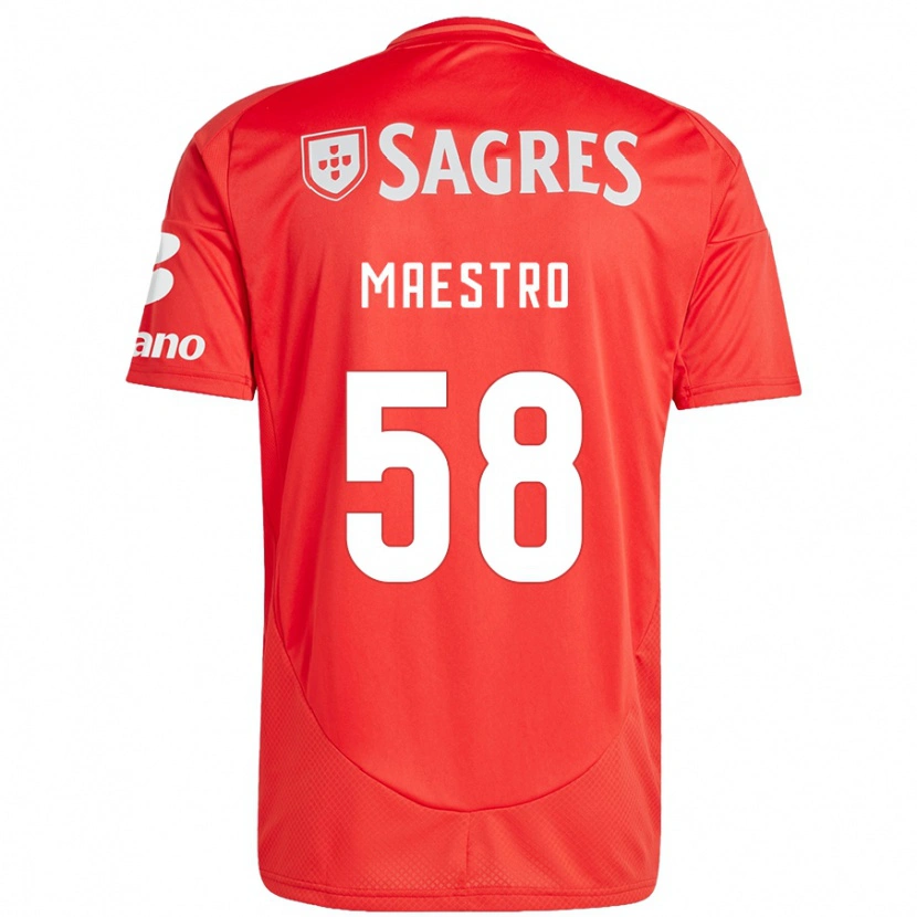 Danxen Bambino Maglia Maestro #58 Rosso Bianco Kit Gara Home 2024/25 Maglietta