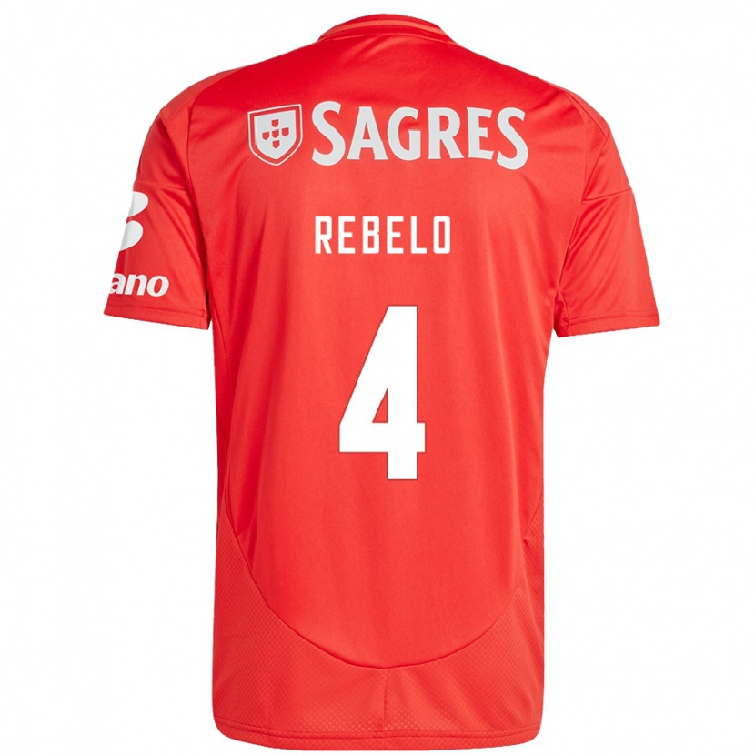 Danxen Bambino Maglia Silvia Rebelo #4 Rosso Bianco Kit Gara Home 2024/25 Maglietta