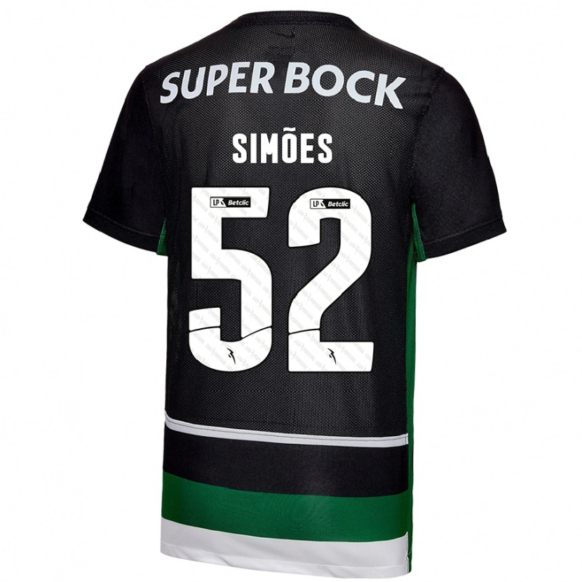 Danxen Bambino Maglia João Simões #52 Nero Bianco Verde Kit Gara Home 2024/25 Maglietta