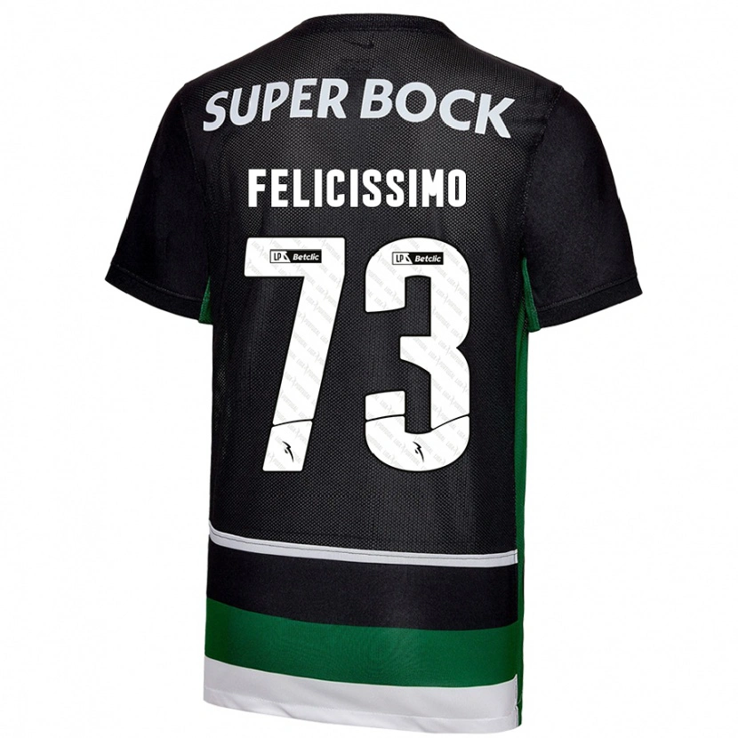 Danxen Bambino Maglia Eduardo Felicíssimo #73 Nero Bianco Verde Kit Gara Home 2024/25 Maglietta