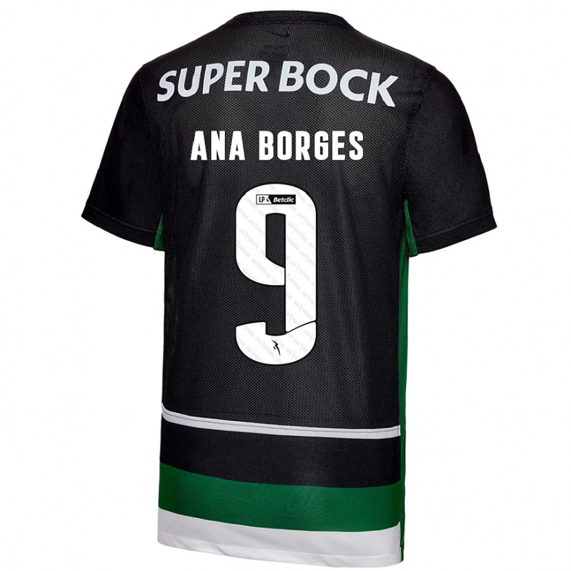Danxen Bambino Maglia Ana Catarina Marques Borges #9 Nero Bianco Verde Kit Gara Home 2024/25 Maglietta
