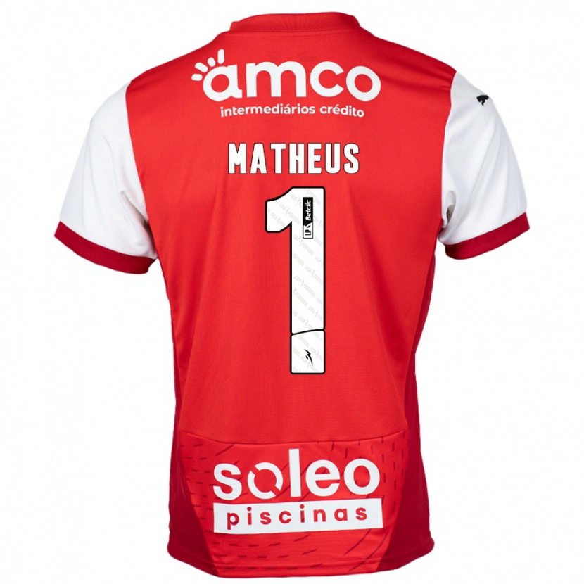 Danxen Bambino Maglia Matheus #1 Rosso Bianco Kit Gara Home 2024/25 Maglietta