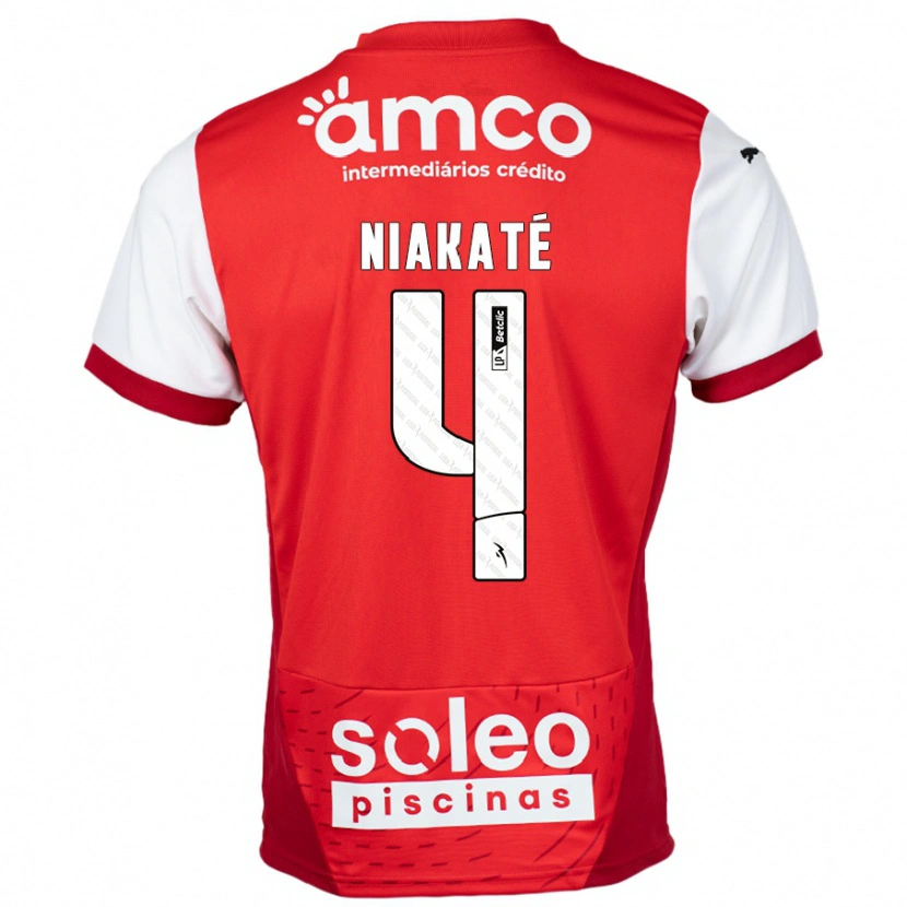 Danxen Bambino Maglia Sikou Niakaté #4 Rosso Bianco Kit Gara Home 2024/25 Maglietta