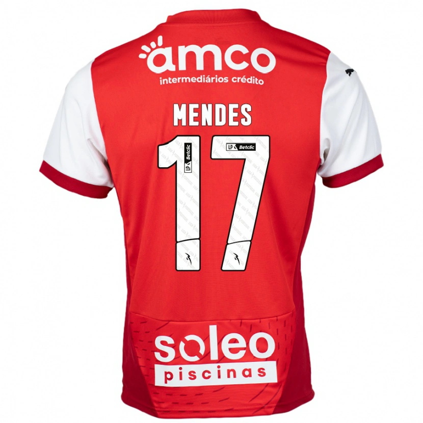 Danxen Bambino Maglia Joe Mendes #17 Rosso Bianco Kit Gara Home 2024/25 Maglietta