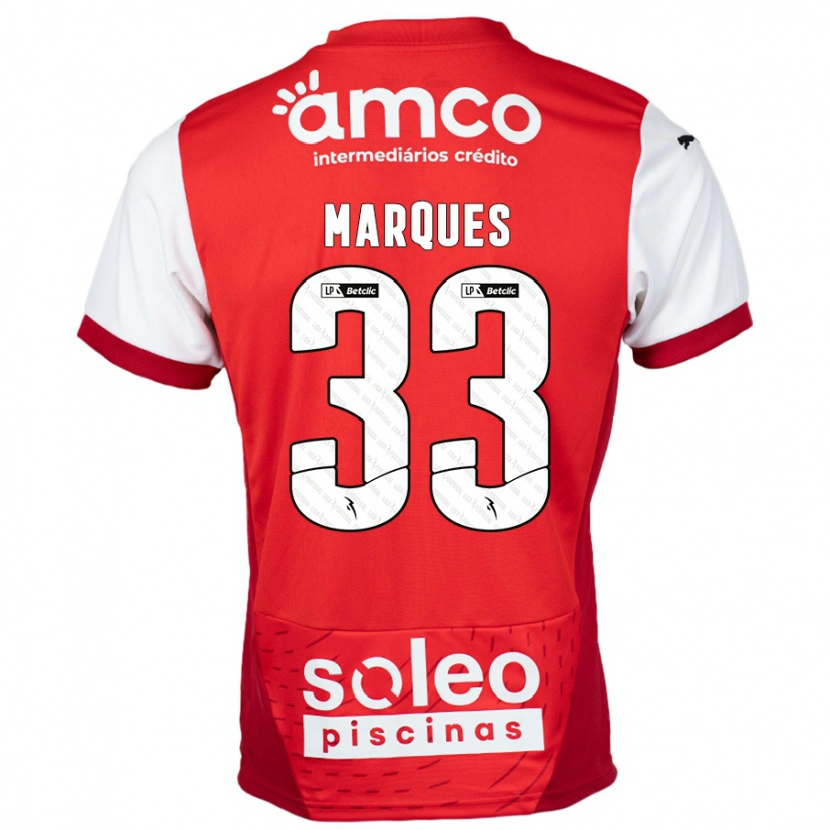 Danxen Bambino Maglia João Marques #33 Rosso Bianco Kit Gara Home 2024/25 Maglietta