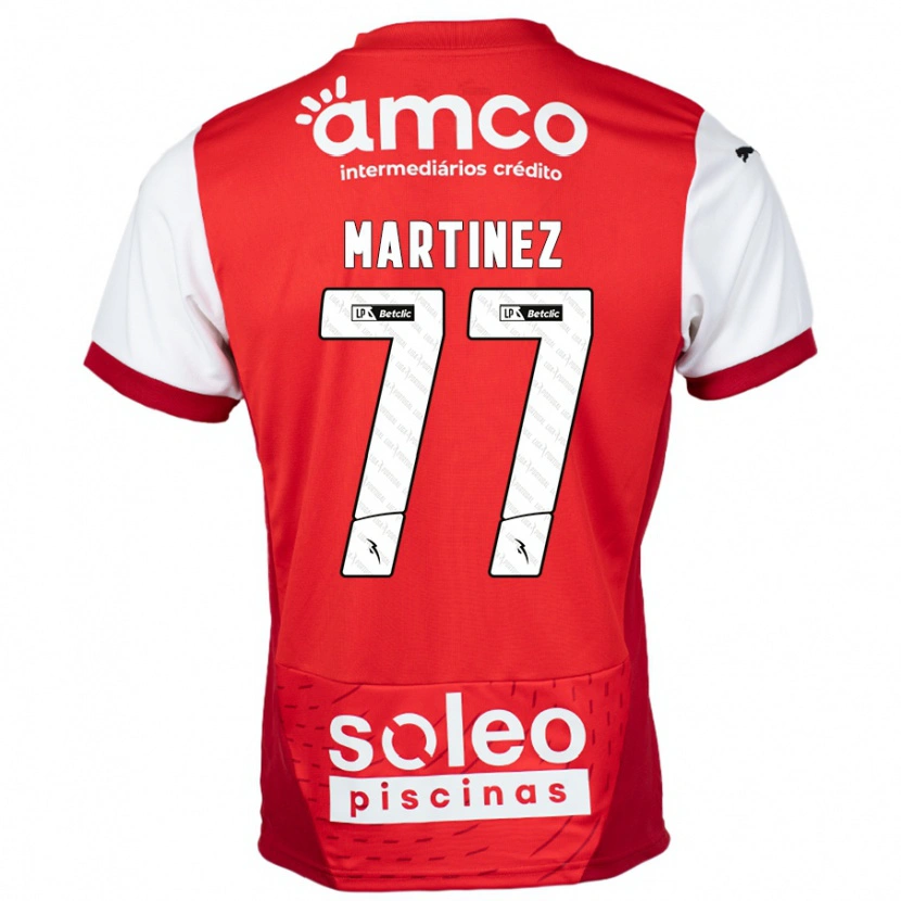 Danxen Bambino Maglia Gabri Martínez #77 Rosso Bianco Kit Gara Home 2024/25 Maglietta