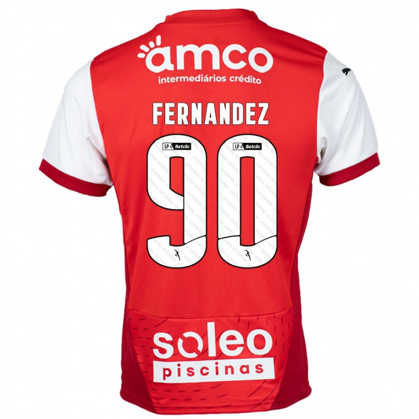 Danxen Bambino Maglia Roberto Fernández #90 Rosso Bianco Kit Gara Home 2024/25 Maglietta