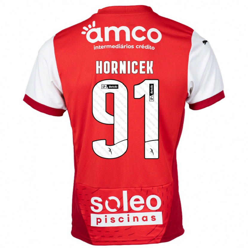 Danxen Bambino Maglia Lukas Hornicek #91 Rosso Bianco Kit Gara Home 2024/25 Maglietta