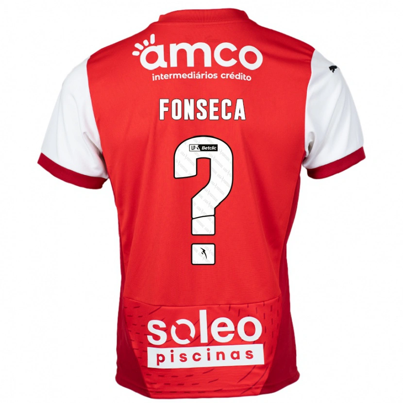 Danxen Bambino Maglia Diogo Fonseca #0 Rosso Bianco Kit Gara Home 2024/25 Maglietta
