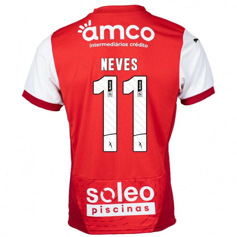 Danxen Bambino Maglia Bernardo Neves #11 Rosso Bianco Kit Gara Home 2024/25 Maglietta