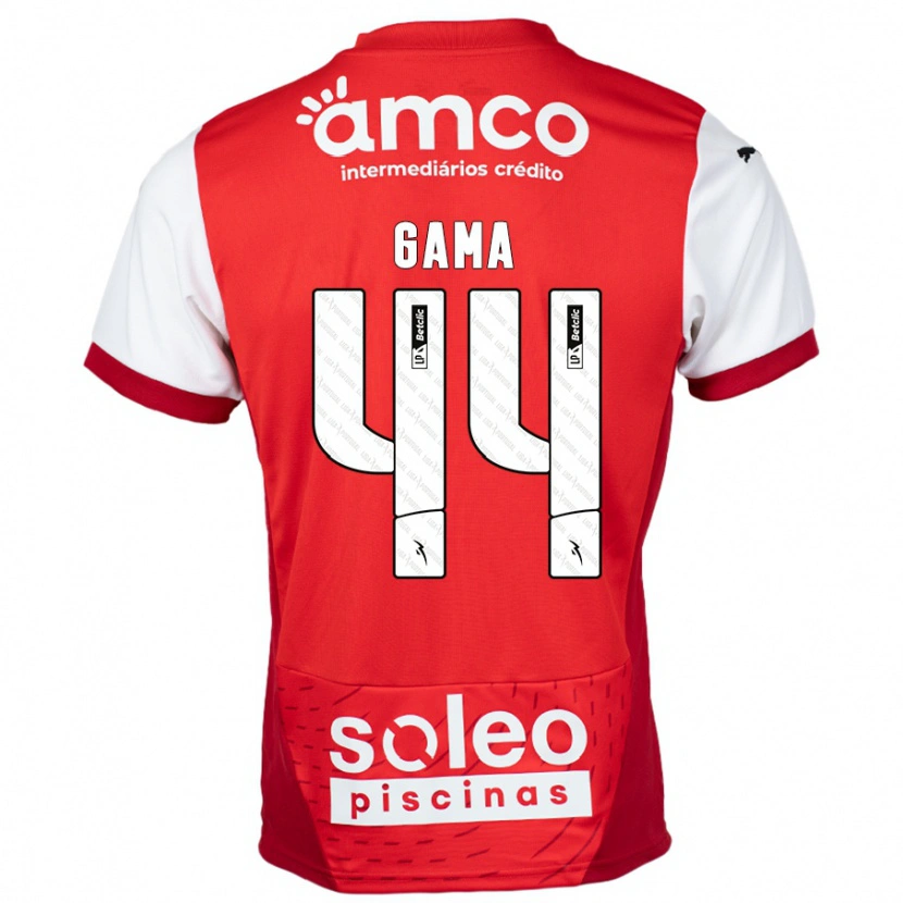 Danxen Bambino Maglia Dinis Gama #44 Rosso Bianco Kit Gara Home 2024/25 Maglietta
