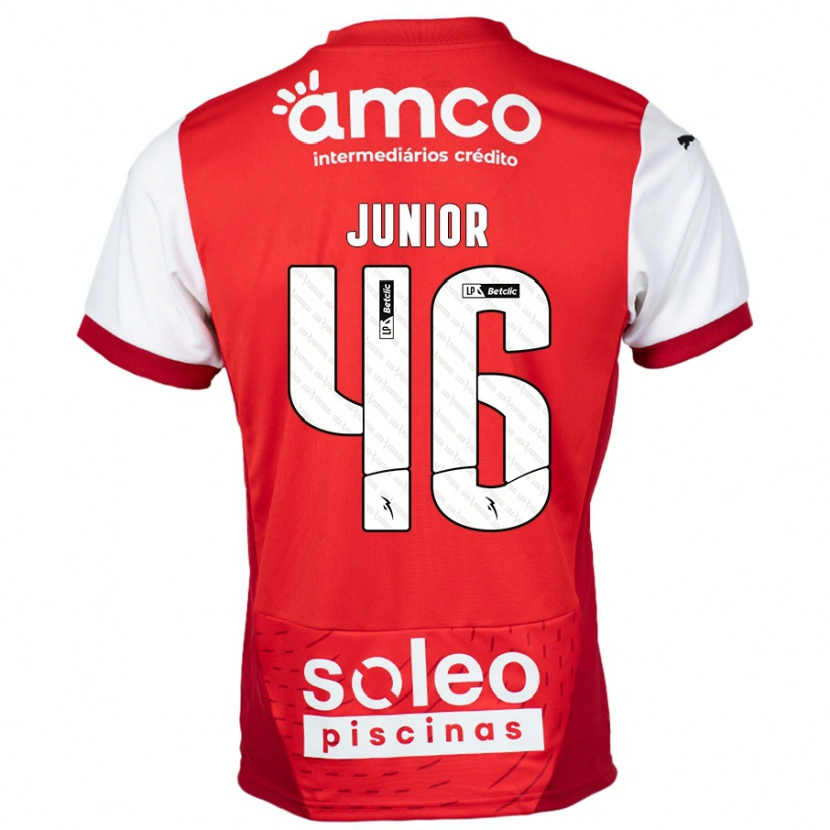 Danxen Bambino Maglia Mário Junior #46 Rosso Bianco Kit Gara Home 2024/25 Maglietta