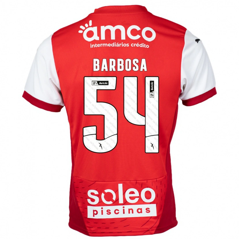 Danxen Bambino Maglia Guilherme Barbosa #54 Rosso Bianco Kit Gara Home 2024/25 Maglietta