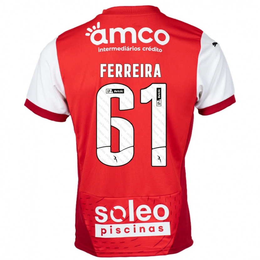 Danxen Bambino Maglia Tiago Ferreira #61 Rosso Bianco Kit Gara Home 2024/25 Maglietta