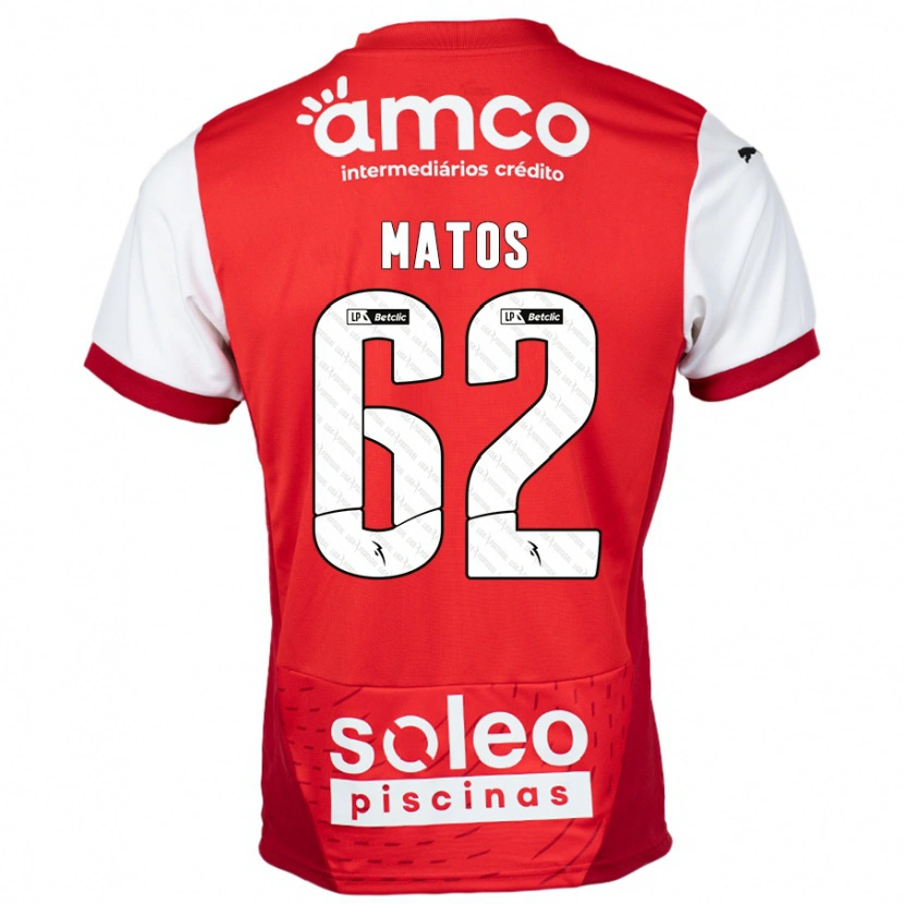 Danxen Bambino Maglia Nuno Matos #62 Rosso Bianco Kit Gara Home 2024/25 Maglietta