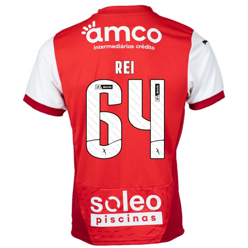 Danxen Bambino Maglia Ricardo Rei #64 Rosso Bianco Kit Gara Home 2024/25 Maglietta