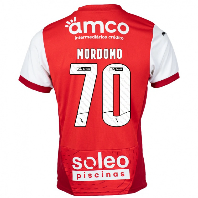 Danxen Bambino Maglia Mordomo #70 Rosso Bianco Kit Gara Home 2024/25 Maglietta