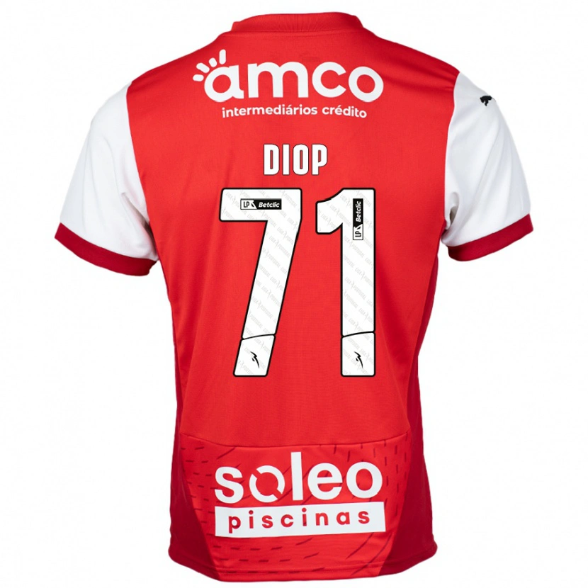 Danxen Bambino Maglia Mamadou Diop #71 Rosso Bianco Kit Gara Home 2024/25 Maglietta