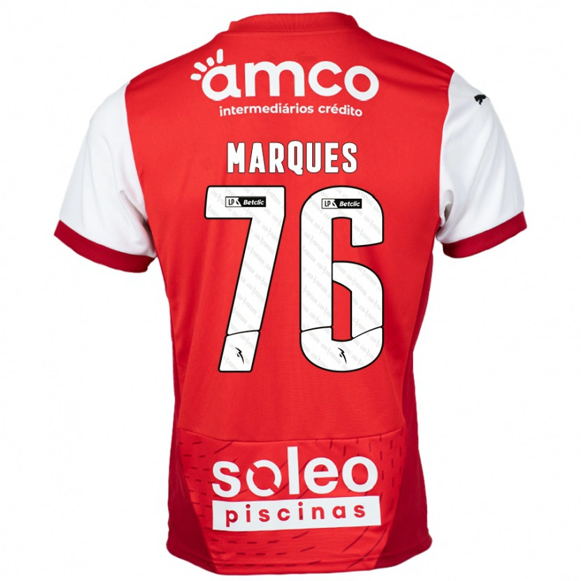 Danxen Bambino Maglia Tomás Marques #76 Rosso Bianco Kit Gara Home 2024/25 Maglietta