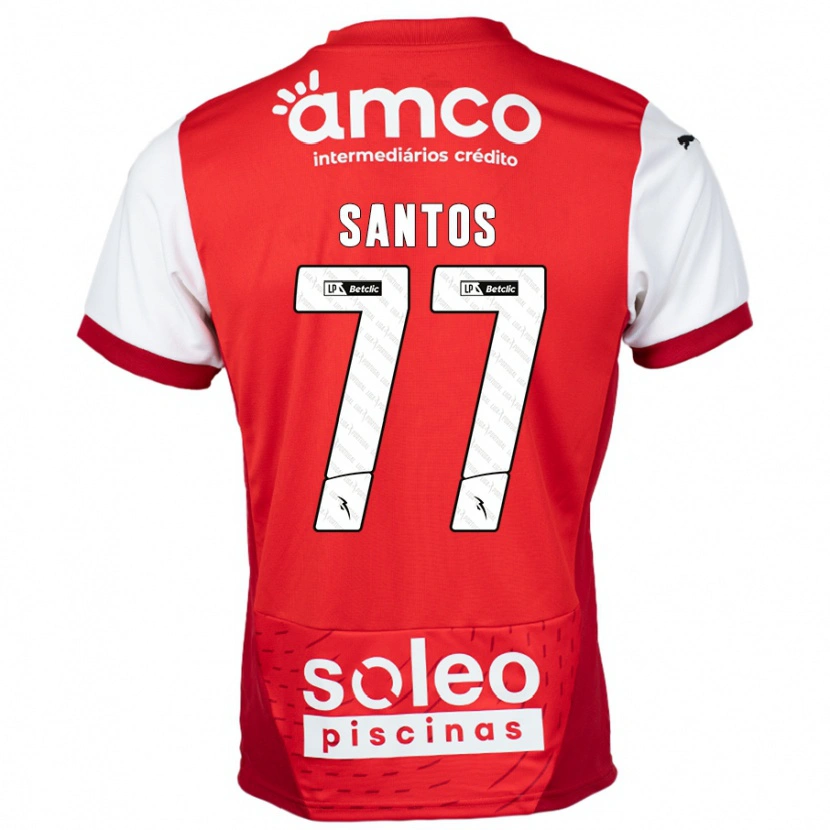Danxen Bambino Maglia Edu Santos #77 Rosso Bianco Kit Gara Home 2024/25 Maglietta