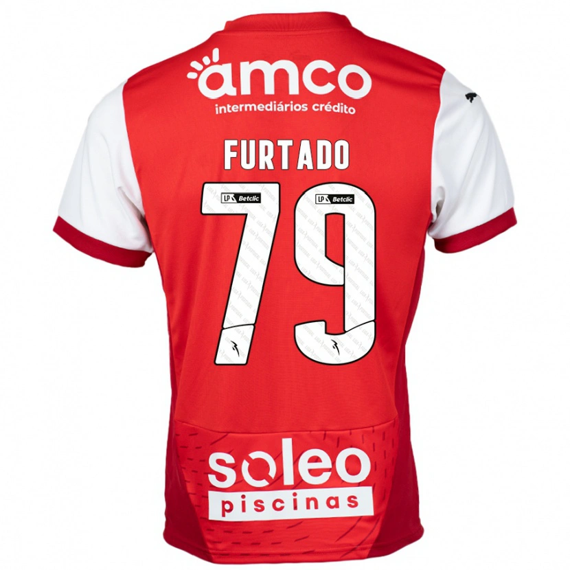 Danxen Bambino Maglia Rúben Furtado #79 Rosso Bianco Kit Gara Home 2024/25 Maglietta