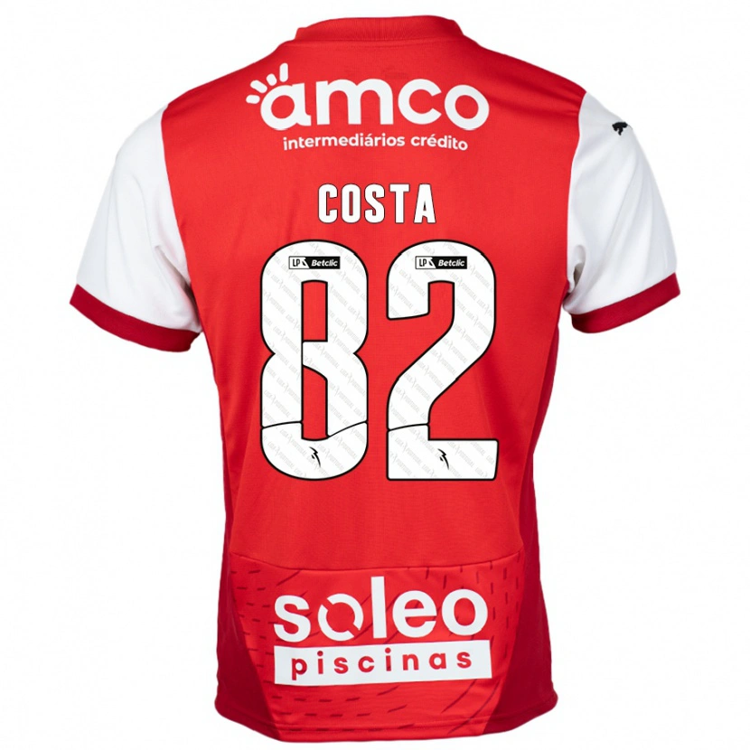 Danxen Bambino Maglia Gui Costa #82 Rosso Bianco Kit Gara Home 2024/25 Maglietta