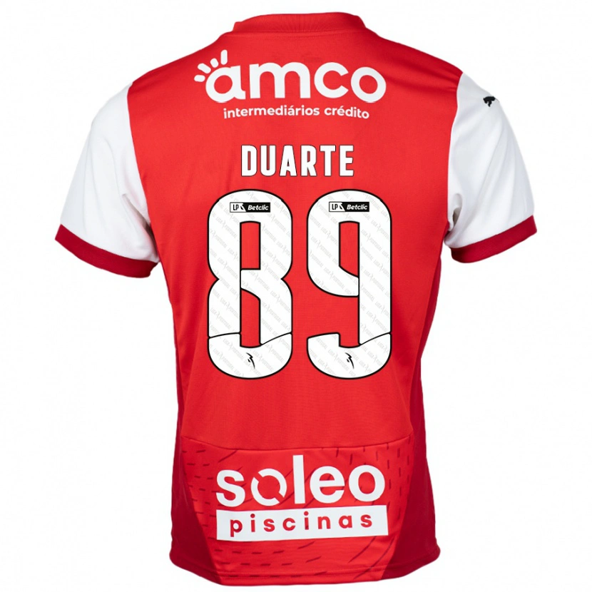 Danxen Bambino Maglia Afonso Duarte #89 Rosso Bianco Kit Gara Home 2024/25 Maglietta