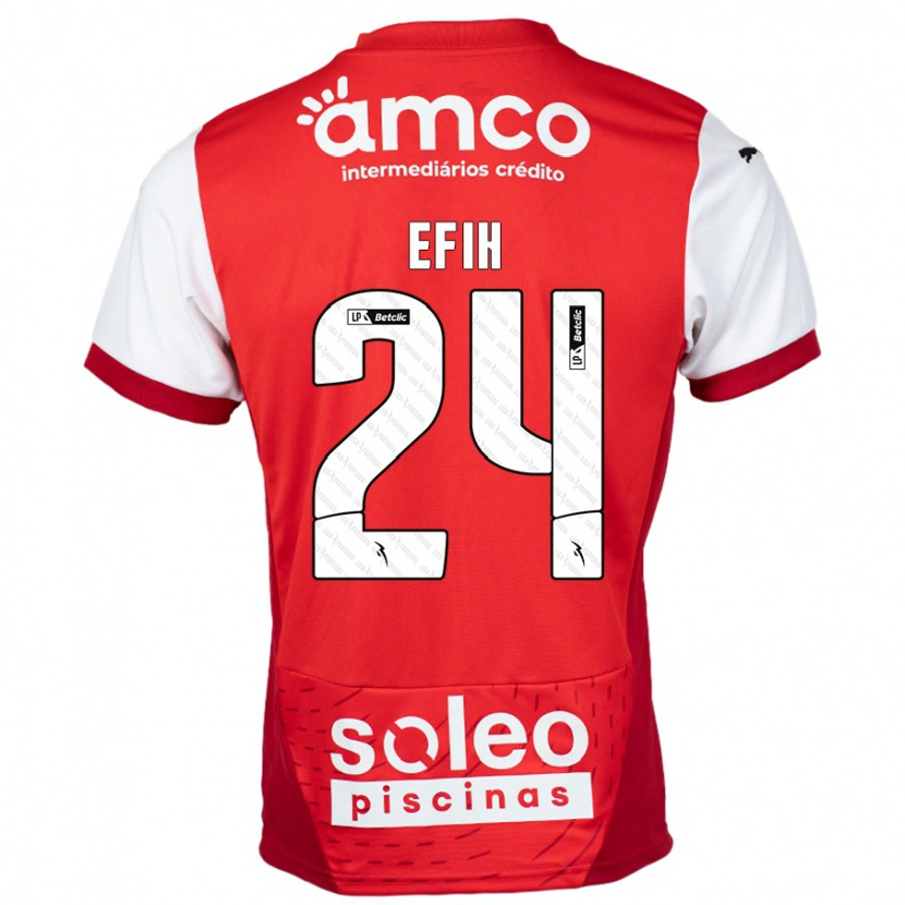 Danxen Bambino Maglia Peace Efih #24 Rosso Bianco Kit Gara Home 2024/25 Maglietta