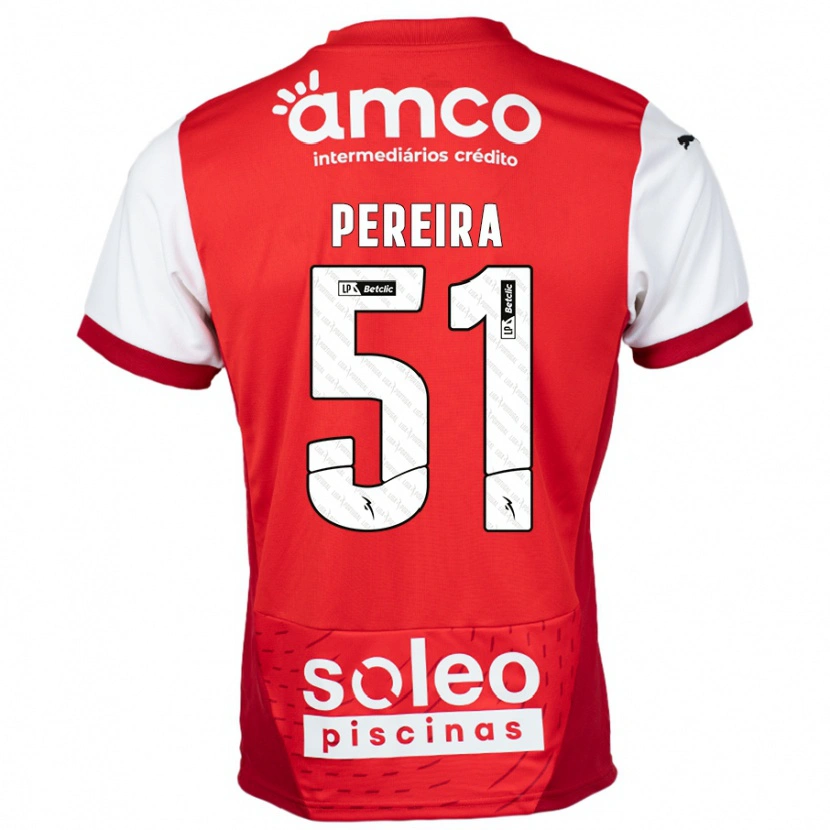 Danxen Bambino Maglia Evy Pereira #51 Rosso Bianco Kit Gara Home 2024/25 Maglietta