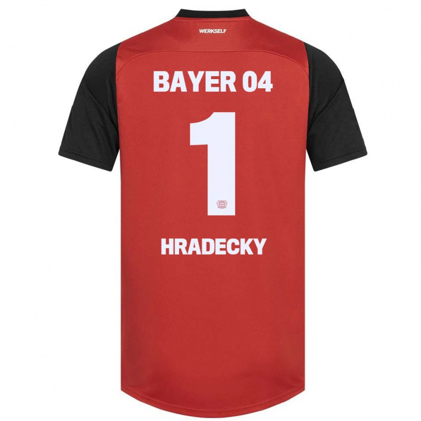 Danxen Bambino Maglia Lukas Hradecky #1 Rosso Nero Kit Gara Home 2024/25 Maglietta