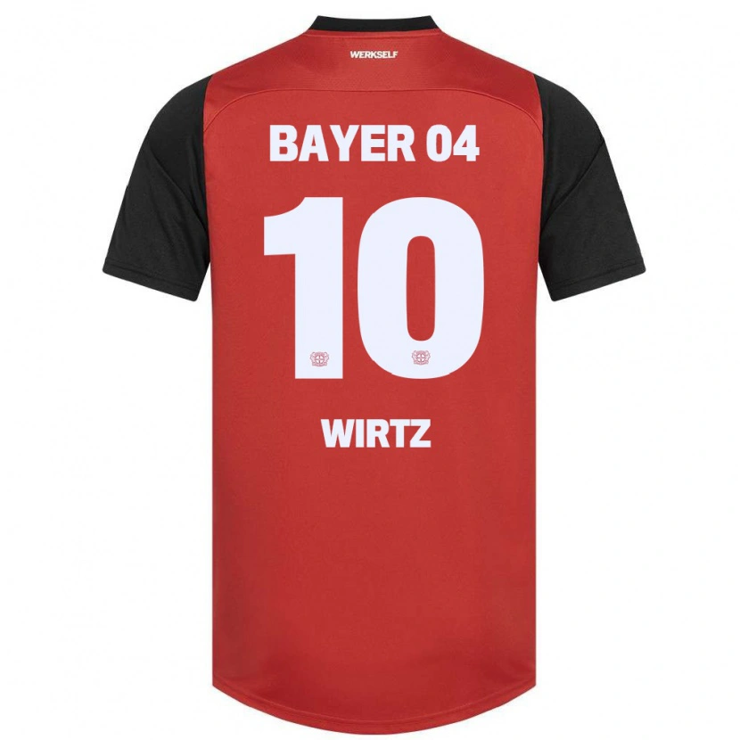 Danxen Bambino Maglia Florian Wirtz #10 Rosso Nero Kit Gara Home 2024/25 Maglietta