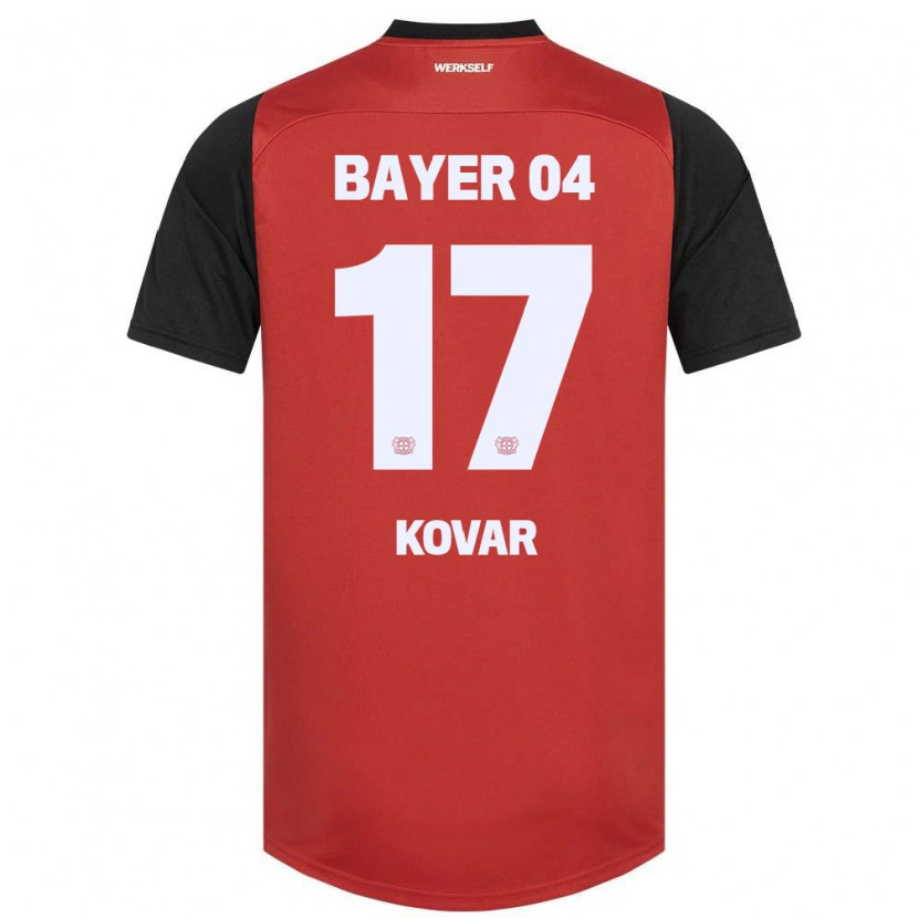 Danxen Bambino Maglia Matej Kovar #17 Rosso Nero Kit Gara Home 2024/25 Maglietta