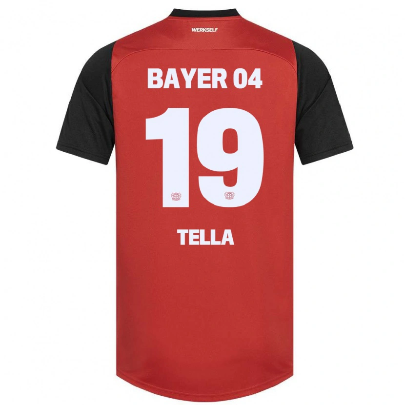 Danxen Bambino Maglia Nathan Tella #19 Rosso Nero Kit Gara Home 2024/25 Maglietta