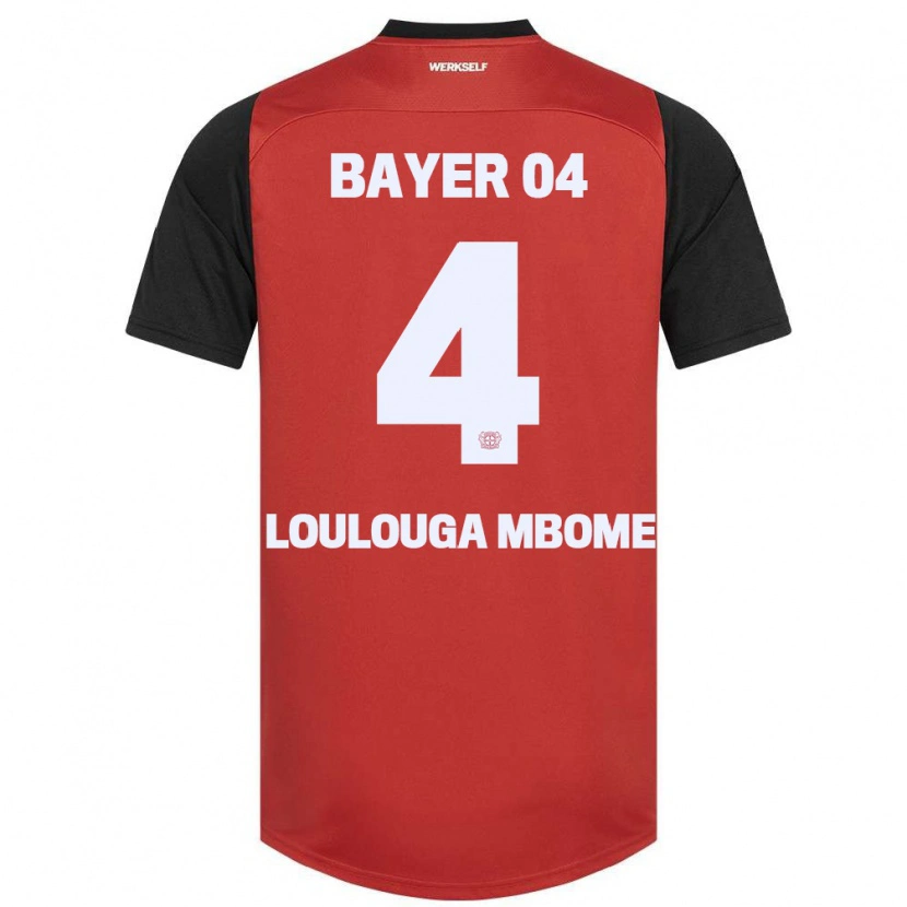 Danxen Bambino Maglia Adrien Loulouga Mbome #4 Rosso Nero Kit Gara Home 2024/25 Maglietta