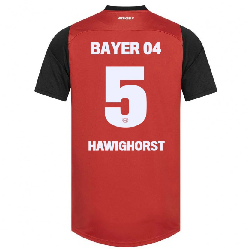 Danxen Bambino Maglia Ben Hawighorst #5 Rosso Nero Kit Gara Home 2024/25 Maglietta
