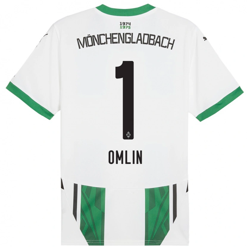 Danxen Bambino Maglia Jonas Omlin #1 Bianco Verde Kit Gara Home 2024/25 Maglietta